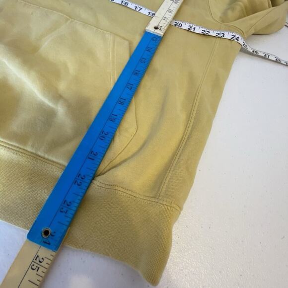 Y2K Nike Embroidery Logo Hoodie Unisex L YellowMustard Pullover Pocket Drawstrin - Picture 2 of 8